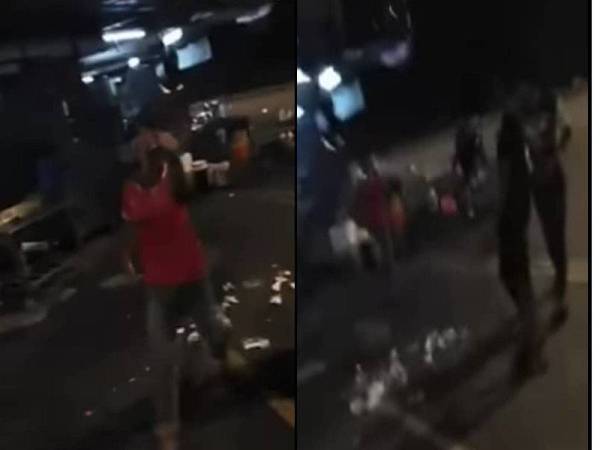 Seorang remaja dirakam terjerit-jerit dan mengeluarkan berkata-kata kesat selepas dipercayai menyepahkan kedai (gambar kiri) dan remaja terbabit juga dipercayai membuat kecoh dan menyepahkan peralatan di sebuah kedai.
