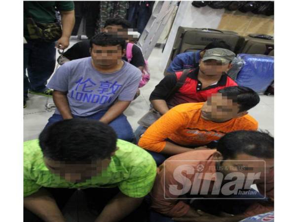 Antara warga asing yang ditahan dalam serbuan semalam.