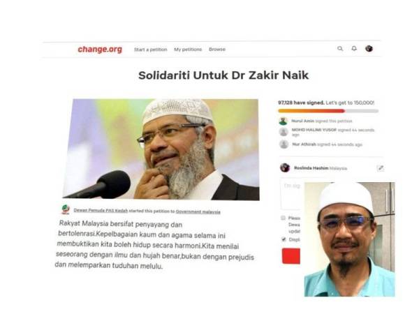 Petisyen dilancarkan Pemuda Pas Kedah di laman web change.org (Gambar kecil: Nurul Amin Hamid)