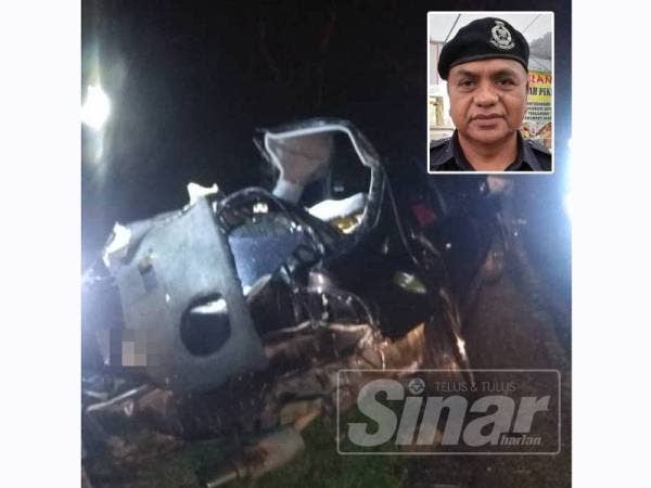 Keadaan kereta yang terbabit nahas di Kilometer 38.8 Jalan Raya Timur Barat Gerik - Jeli malam tadi hingga mengorbankan dua nyawa. Gambar kecil: Ismail Che Isa