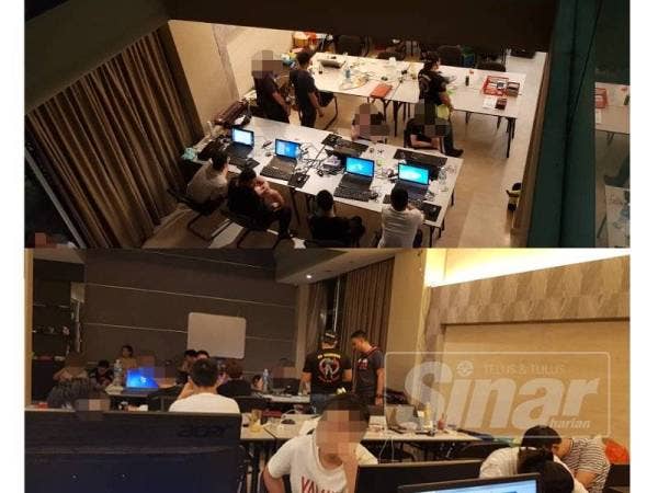 Antara warga China yang ditahan dalam operasi judi online di Vista Mas Batu 9, Cheras, semalam.