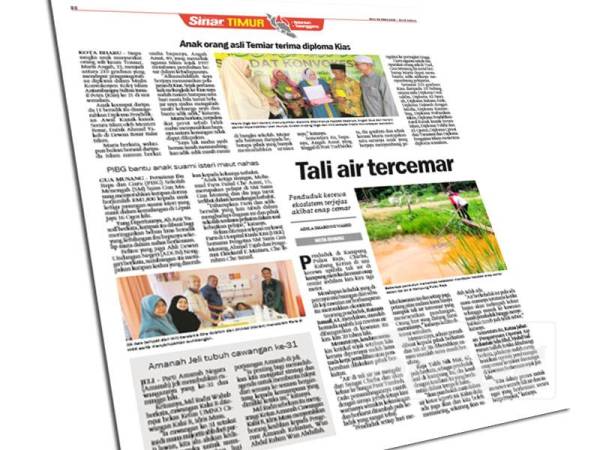 Keratan akhbar Sinar Harian hari ini.