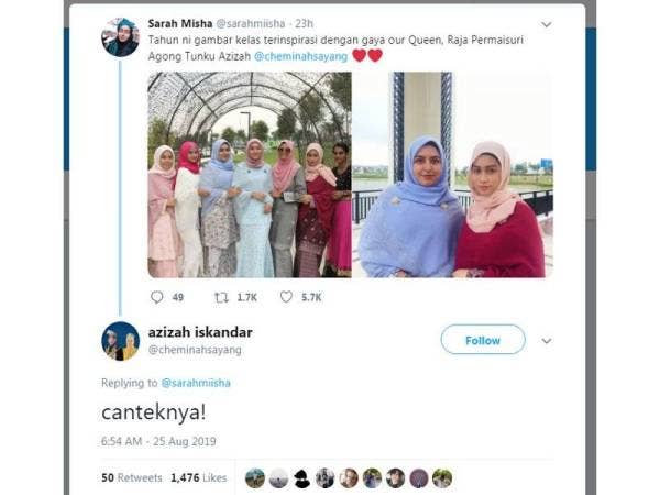 Gambar yang dikongsi Sarah Misha di Twitter mendapat komen balas dari Raja Permaisuri Agong