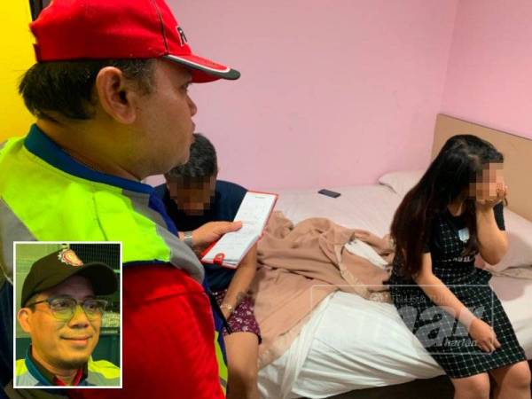 Pasangan kekasih ditangkap bersekedudukan di dalam bilik sebuah hotel di Johor Bahru semalam. Gambar kecil: Halid