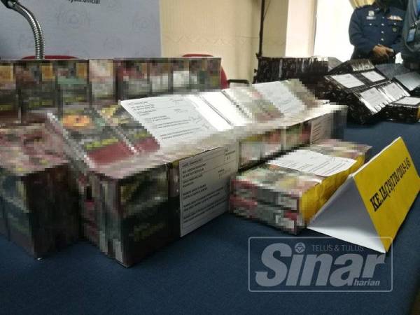 Antara rampasan rokok yang dibuat kastam dalam lima operasi berasingan di Zon Perdagangan Bebas (FCZ), KLIA sejak Ogos lalu.
