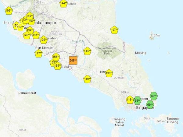 Indeks pencemaran udara bacaan Sarawak catat