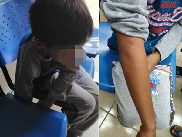 Anggota bomba terpaksa dihubungi bagi mengeluarkan tangan seorang kanak-kanak lelaki yang tersepit di celah kerusi menunggu pesakit di Klinik Komuniti Rinching Tengah di sini pagi tadi. - Foto JBPM Selangor