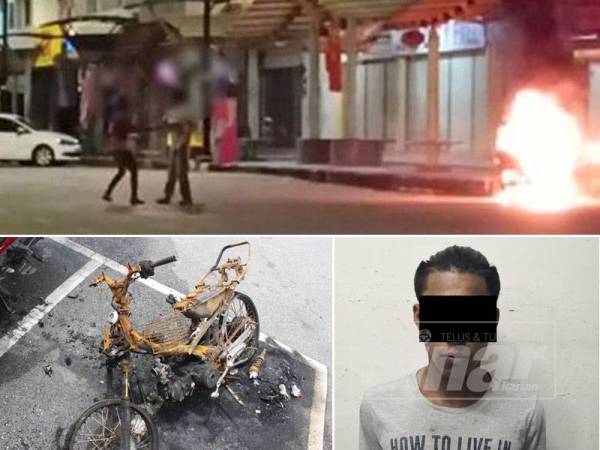 Motosikal yang dipinjamkan kepada kekasih dibakar suspek.