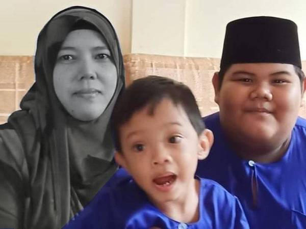 Mimi Sunarty (kiri) bersama dua anaknya.