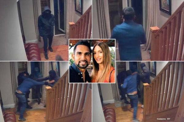 Rakaman CCTV menunjukkan Asif bergelut dengan perompak yang cuba memecah masuk rumahnya. - Foto AGENSI