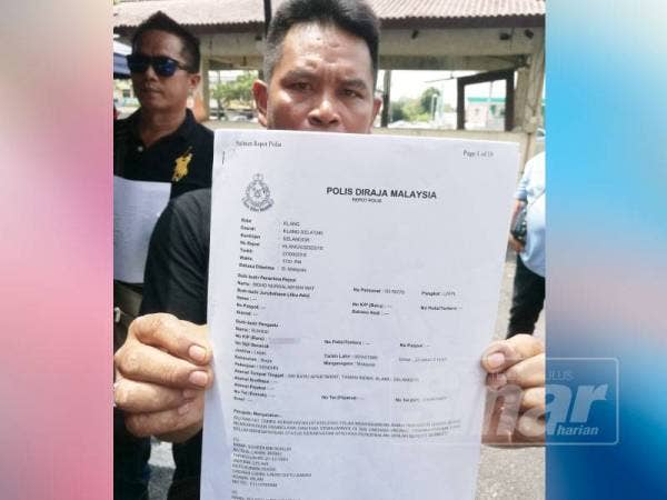 Laporan polis yang dibuat salah seorang mangsa di Balai Polis Klang Selatan baru-baru ini.