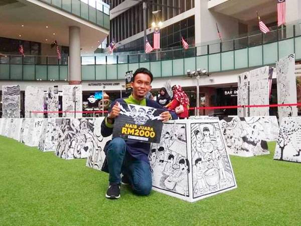 Antara pertandingan awal yang disertai Wan Muhammad Huzaifah iaitu ‘doodle battle on box’ di KL Gateway Mall.