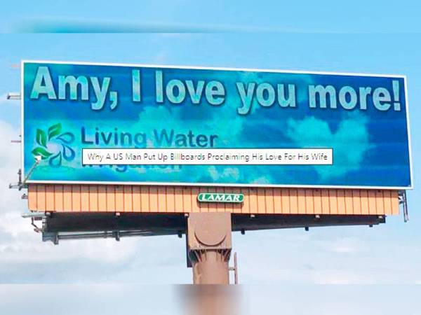 Mesej cinta gergasi itu sudah menghiasi ruang iklan tersebut sejak enam minggu lalu.