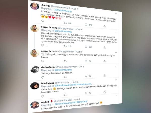 Antara komen netizen yang bersimpati dan mengucapkan takziah kepada Muslim.