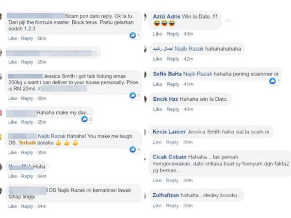 Antara reaksi lucu netizen berkenaan komen Najib.