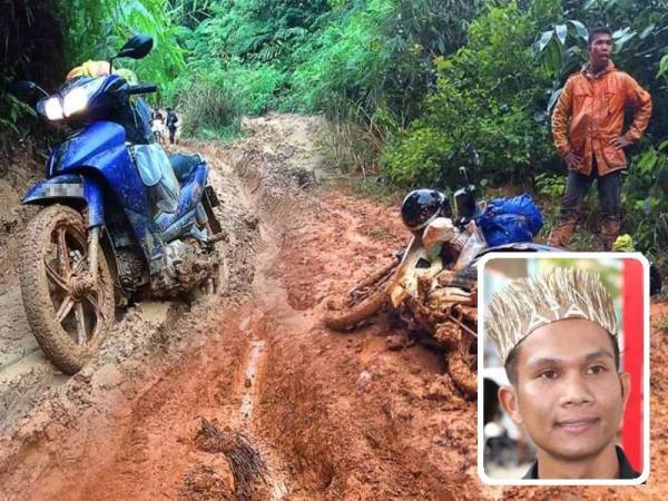 Keadaan laluan ke pos pedalaman orang asli apabila tiba musim tengkujuh. (Gambar kecil: Nasir)