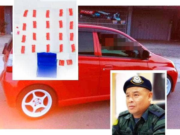 Kereta yang digunakan suspek untuk COD dadah sekitar Pasir Mas turut dirampas, selain 202 biji pil yaba dan eramin 5. (Gambar kecil: Azhari)