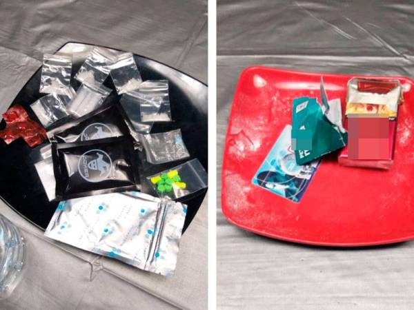 Antara barang yang dirampas dalam operasi JIPS di sebuah pusat hiburan di ibu negara dengan tertangkapnya 19 anggota polis, awal pagi tadi.