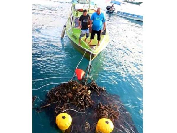 Ghost net yang dikutip dibawa ke jeti sebelum ia dilupuskan dengan cara bakar. - Foto: D&O Scuba Diver