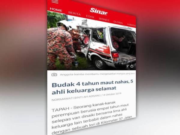 Laporan Sinar Harian Isnin lalu.