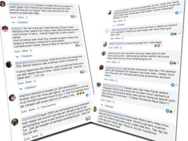 Reaksi netizen yang menyokong kenyataan yang dikeluarkan Najib melalui laman Facebooknya.