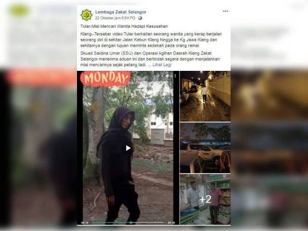 Sebelum ini tular misi pencarian wanita yang didakwa kerap berjalan seorang diri di sekitar Jalan Kebun hingga ke Kampung Jawa, Klang dengan tujuan meminta sedekah daripada orang ramai.