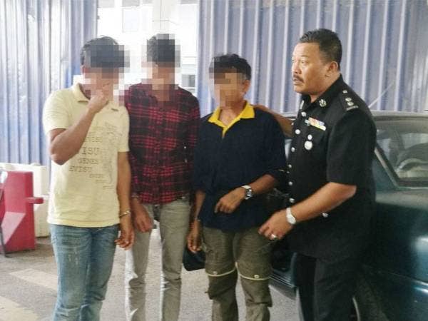 Ketiga-tiga suspek yang menyorok di dalam bonet kereta berjaya ditahan pihak berkuasa