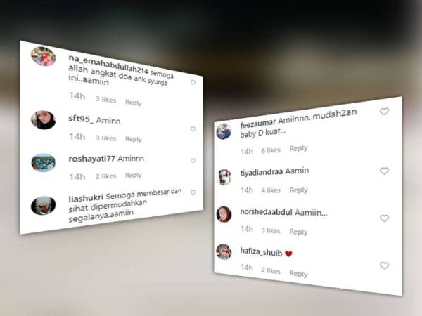Antara komen netizen yang terharu dan mendoakan agar Baby D sentiasa dalam keadaan sihat serta dipermudahkan segalanya oleh ALLAH.