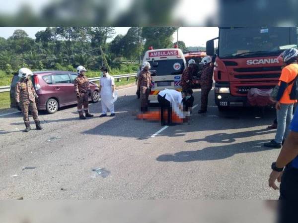 Mangsa maut di tempat kejadian.- Foto JBPM Johor
