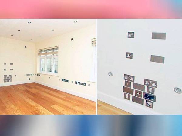 Rumah itu dipenuhi soket yang bukan sahaja diletakkan pada dinding tetapi juga pada siling.