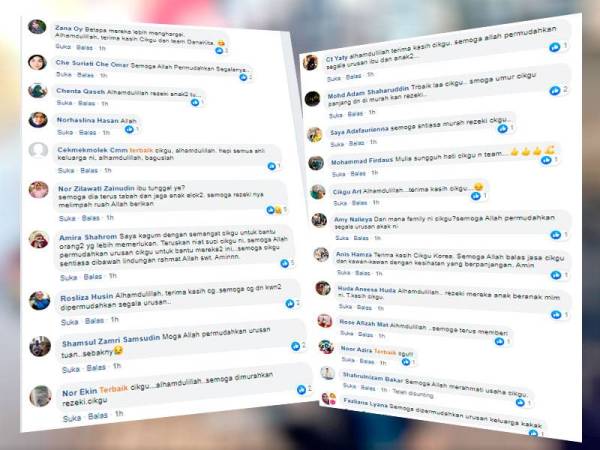 Antara reaksi netizen yang tersentuh dan kagum dengan tindakan yang diambil oleh Mohd Fadli untuk membantu empat beranak tersebut.