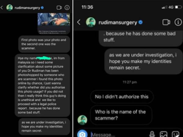 Aryan telah menghubungi Dr Rudiman dan beliau tidak pernah memberikan sebarang kebenaran untuk menggunakan gambarnya