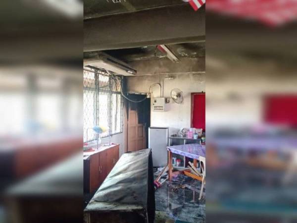 Keadaan stor buku sekolah itu yang musnah dalam kebakaran. - Foto Jabatan Bomba dan Penyelamat