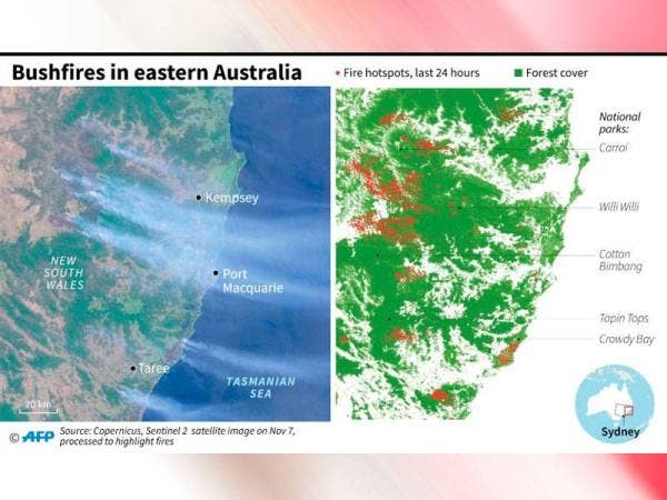Kebakara belukar di timur Australia.