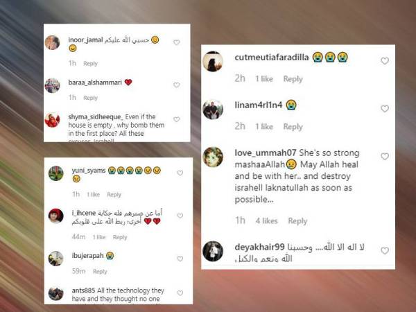 Antara reaksi netizen yang mengutuk tindakan yang telah dilakukan oleh tentera Israel yang tidak berperikemanusiaan.
