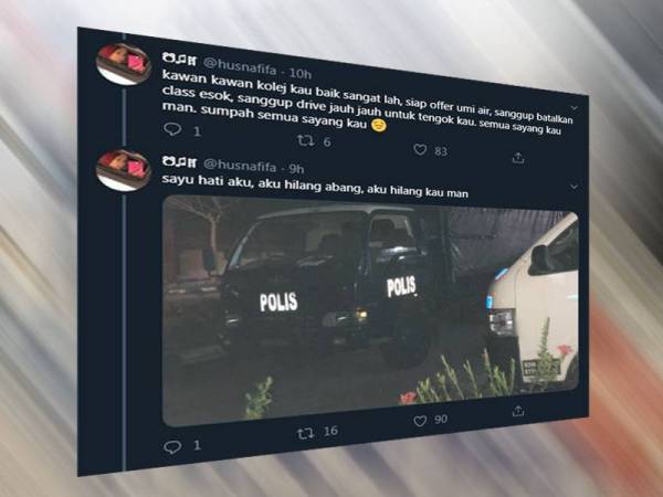 Paparan Twitter Husnafifa tular di laman sosial.