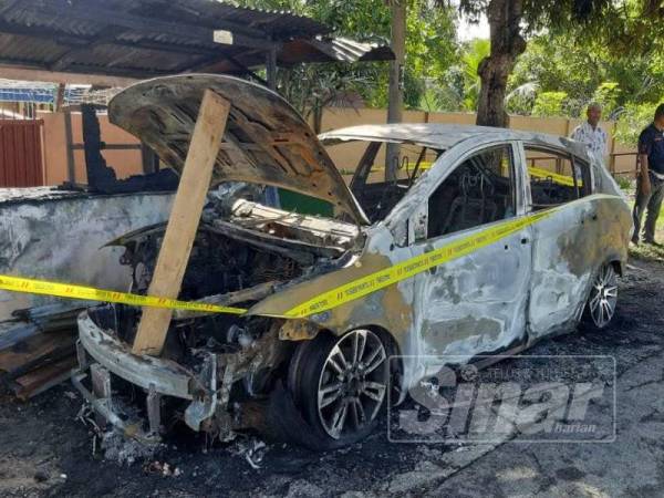 Kereta milik mangsa ditemui terbakar kira-kira 500 meter dari rumah mangsa.