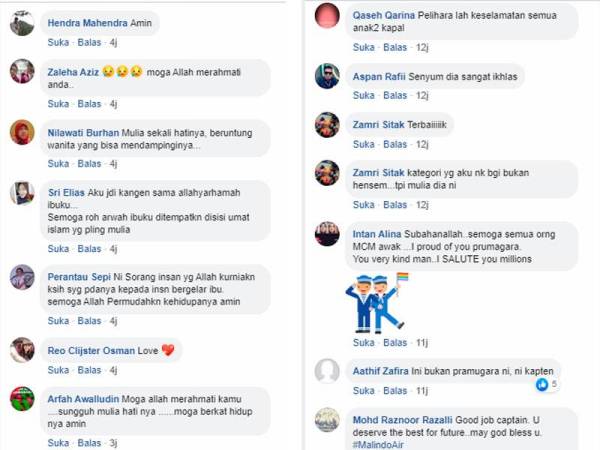 Antara reaksi netizen yang terharu dengan tindakan yang dilakukan oleh pramugara itu.
