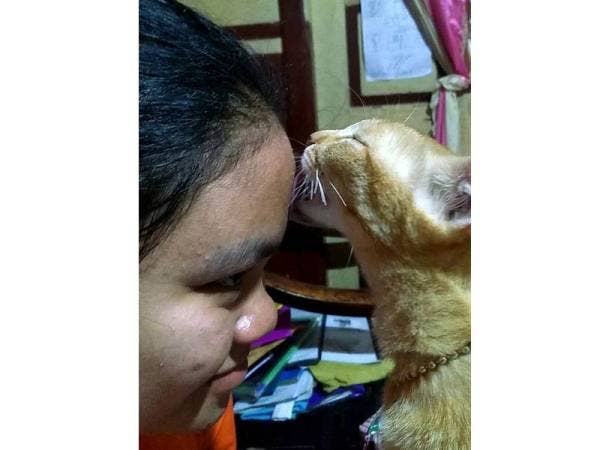 Jilatan kucing peliharaannya didakwa telah merawat masalah jerawat yang dialaminya. - Foto AGENSI