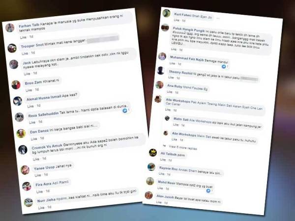 Komen netizen mengenai kejadian berkenaan.