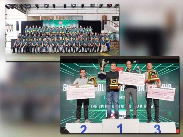 Pemenang peraduan merakamkan gambar selepas upacara penyampaian hadiah. Gambar atas: Para peserta merakamkan gambar bersama sebelum bermulanya peraduan tersebut.