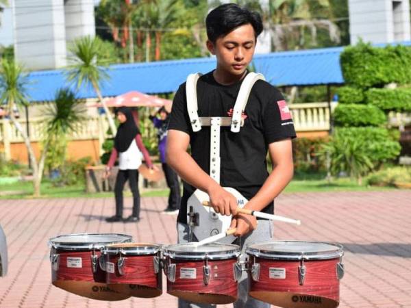 Latihan sebelum pertandingan Grand Prix Marching Band 2019 yang akan berlangsung di Istora Senayang, Jakarta nanti.