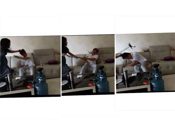 Aksi kejam si isteri memukul suaminya menggunakan tongkat berkaki empat mendapat perhatian netizen yang mengutuk tindakan tersebut.