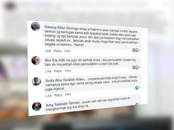 Tangkap layar netizen yang memuji tindakan Firdaus.