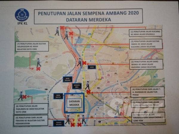 Peta lokasi laluan yang akan ditutup secara berperingkat. - Foto Sinar Harian SHARIFUDIN ABDUL RAHIM
