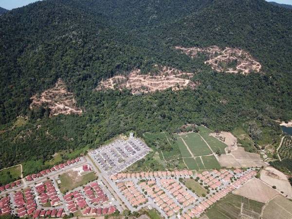 Kawasan penerokaan yang begitu hampir dengan kawasan taman perumahan itu dikhuatiri memberikan kesan alam sekitar kepada penduduk setempat. - Foto Persatuan Aktivis Sahabat Alam