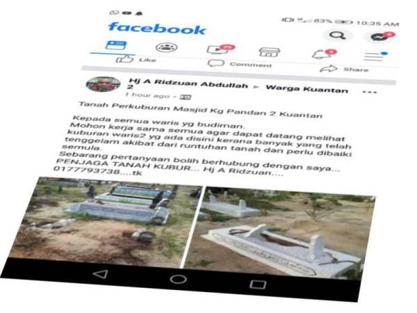 Perkara itu turut dimaklumkan menerusi hantaran di Facebook komuniti Warga Kuantan 2.