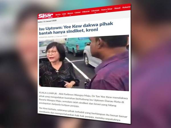 Laporan Sinar Harian berkaitan kes Uptown Danau Kota.