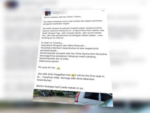 Dakwaan tular di laman Facebook Johor mengenai keadaan murid Tahun Satu berkenaan.