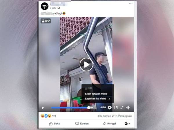 Perkongsian video berdurasi 1 minit 30 saat itu kini tular di media sosial yang meraih 155,000 tontonan dan 2,100 warga maya telah berkongsi video tersebut.